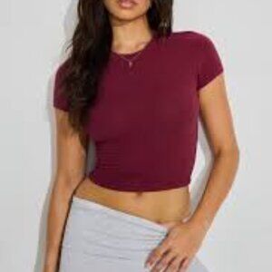 wild fable Burgundy Cropped Tee